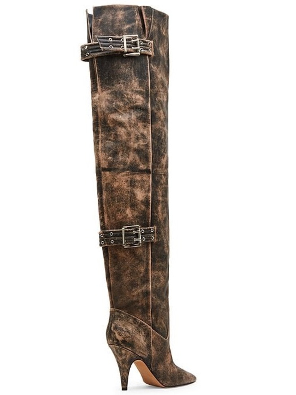 NWT Steve Madden Baddie Distressed Leather Over-The-Knee Moto Boots Sz 6,5 - Picture 8 of 16